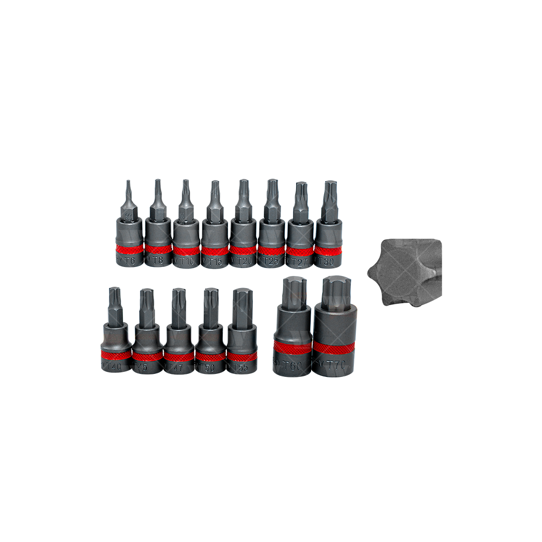 Juego de Dados con Puntas Torx Bit, Acero SE-V, T6-T70 1165-1-WW