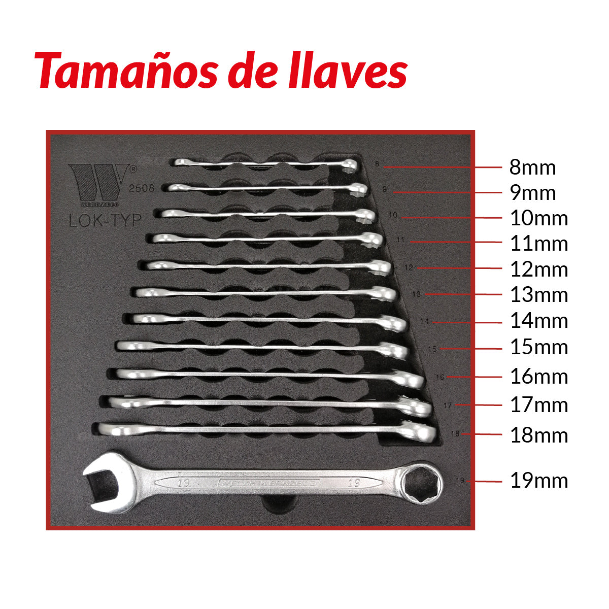 Juego de llaves combinadas; Edición tipo Lok 8-19 mm 2508-WW