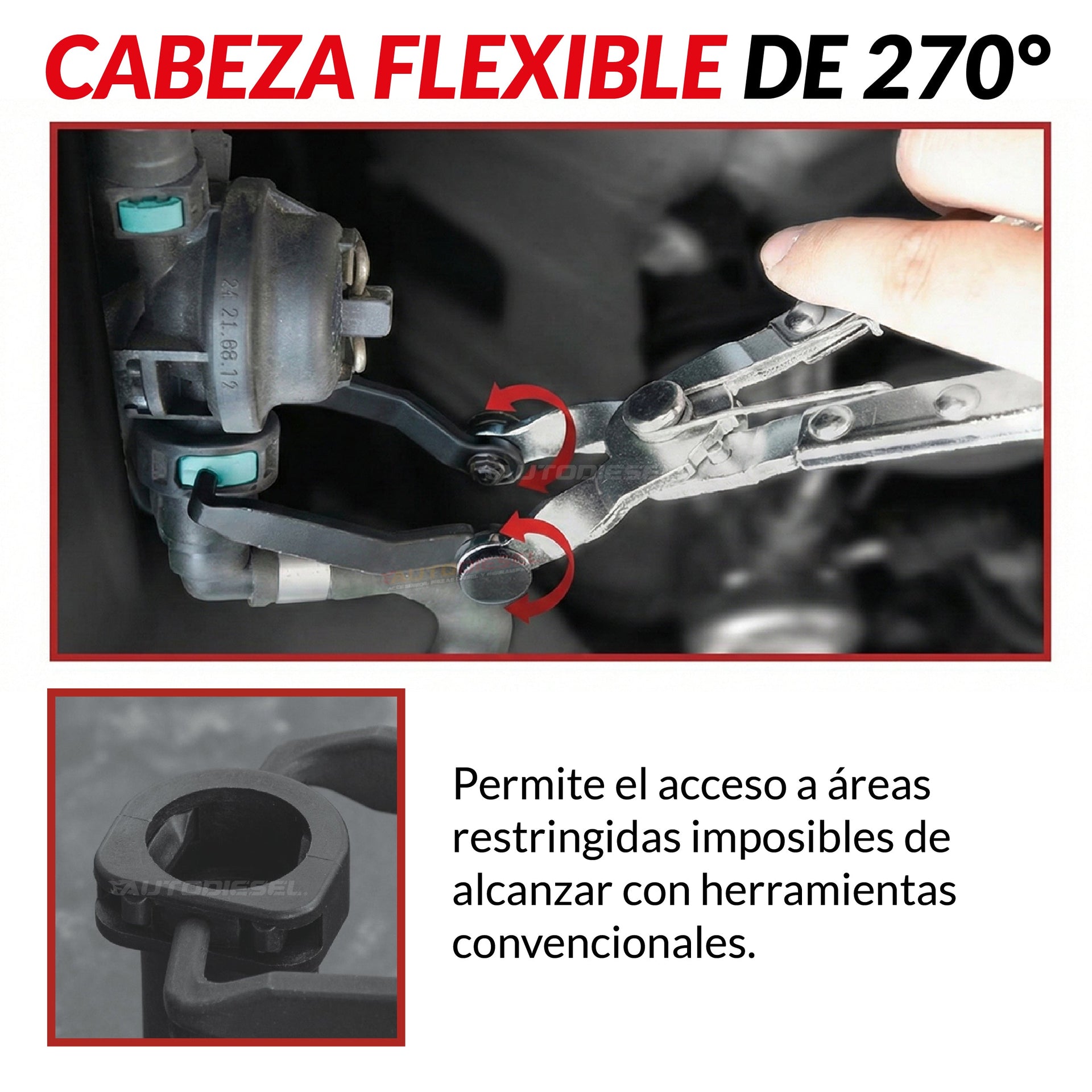 Alicates, pinzas para líneas de combustible; Cabeza flexible 2926-WW