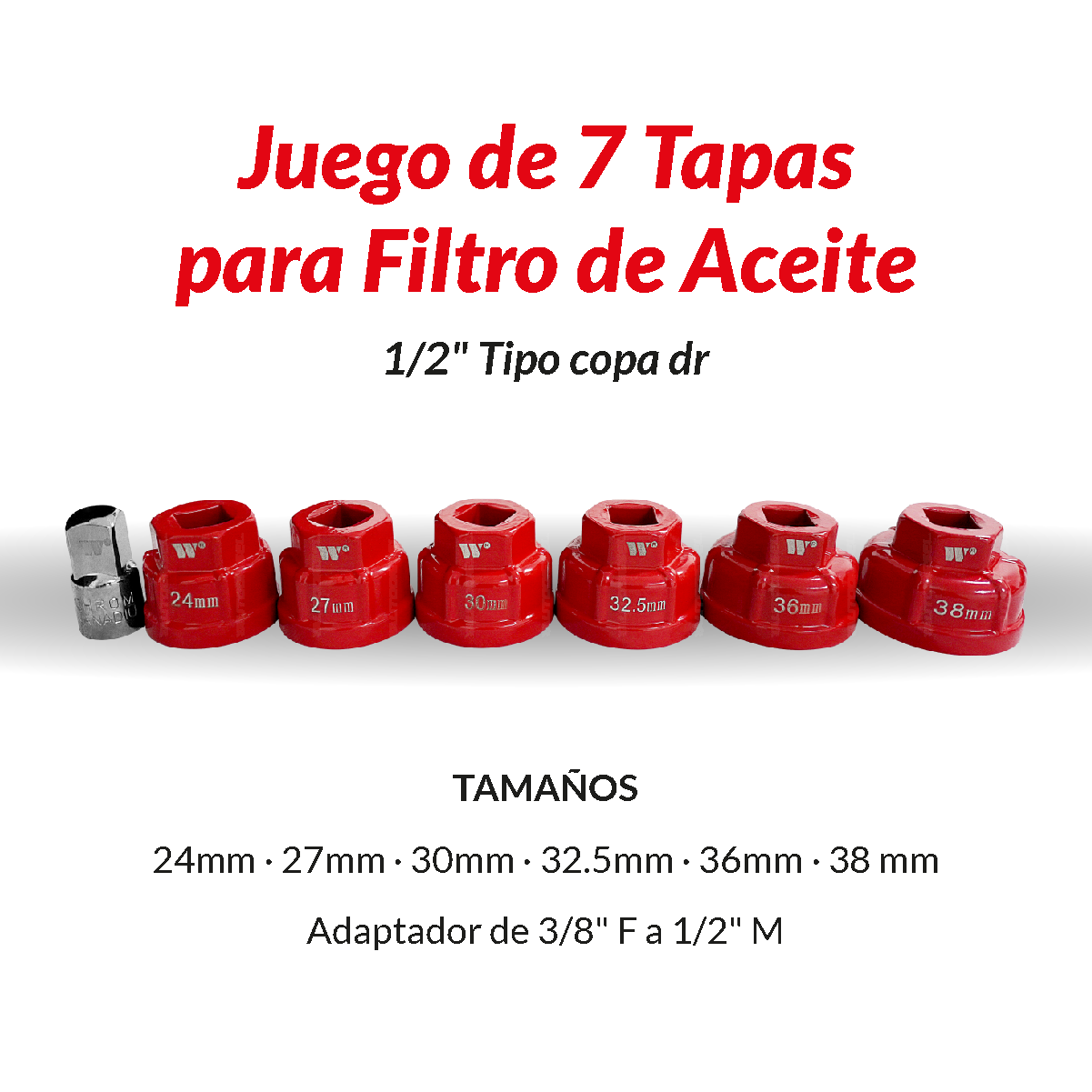 Juego de Llaves para Tapas de Filtro de Aceite; Juego de 7 Piezas 4268-WW