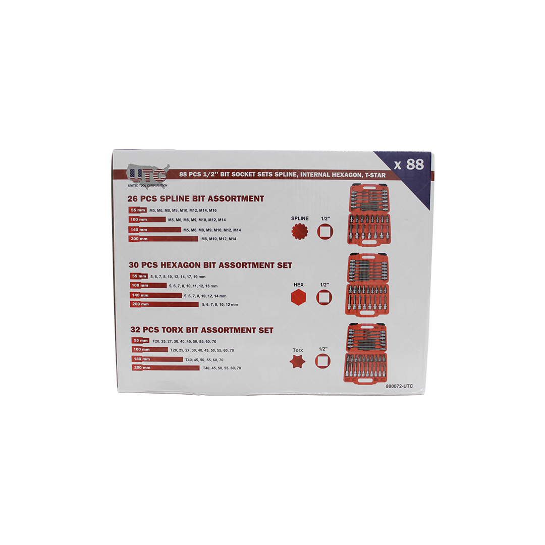Juegos de dados con puntas de 1/2'' de 88 piezas 800072-UTC