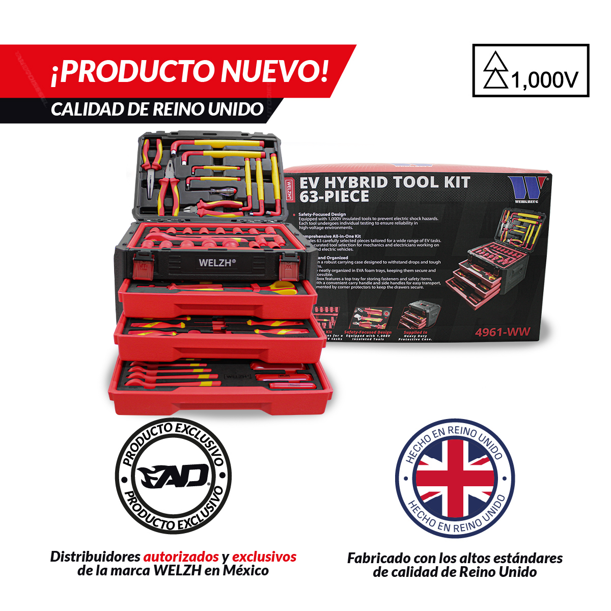 Kit de herramientas híbrido para vehículos eléctricos; 63 piezas 4961-WW