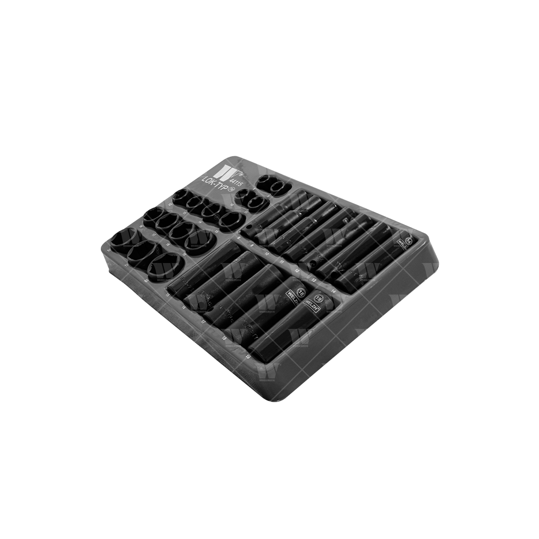 Juego de enchufes impacto 8-19 mm Lok-Typ; 3/8'', profundo y poco profundo 44115-WW