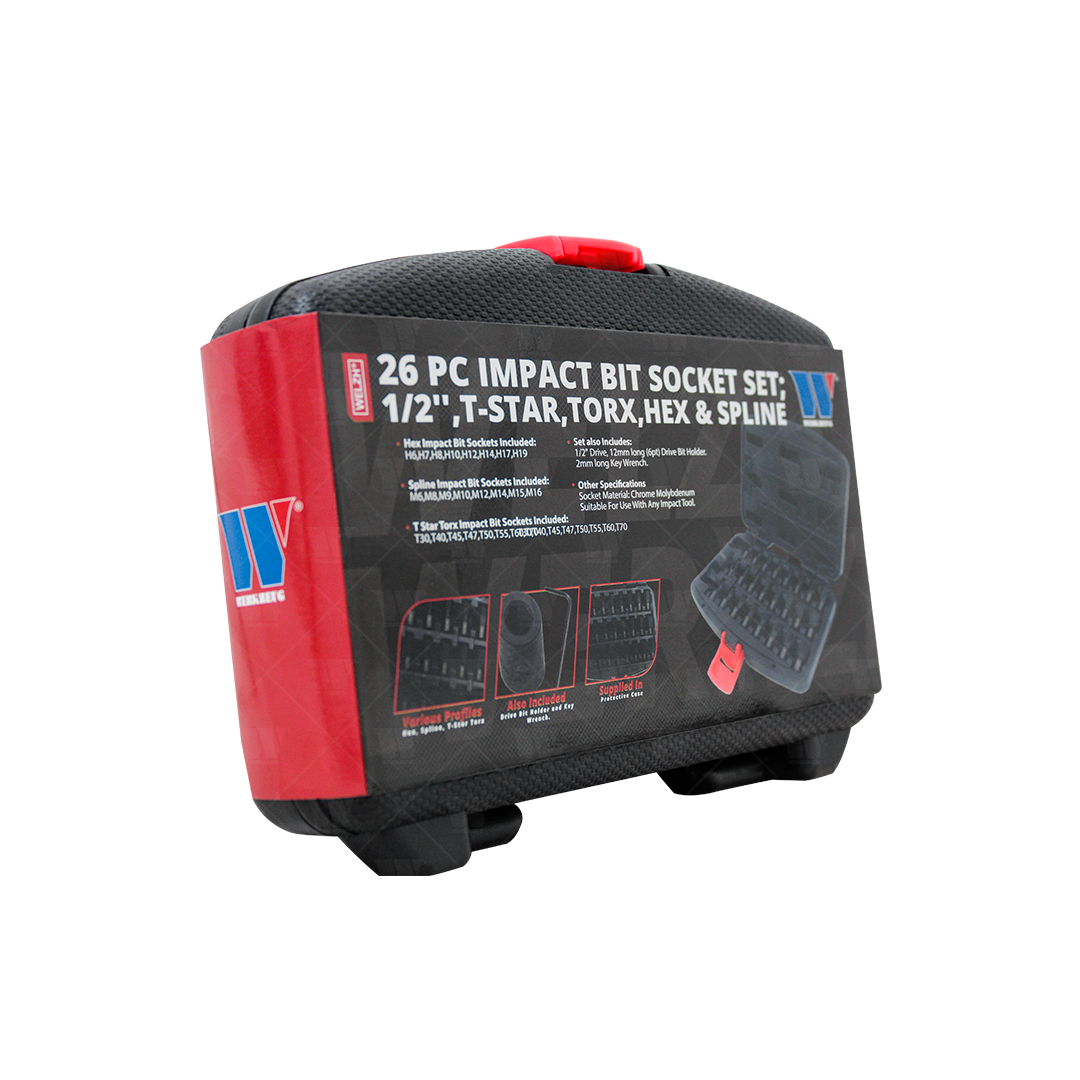 Juego de llaves de vaso; Impacto, 1/2'', Torx, hexagonal y estriado 3545-WW