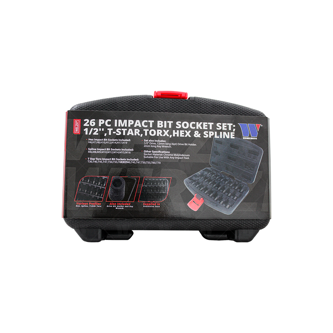 Juego de llaves de vaso; Impacto, 1/2'', Torx, hexagonal y estriado 3545-WW