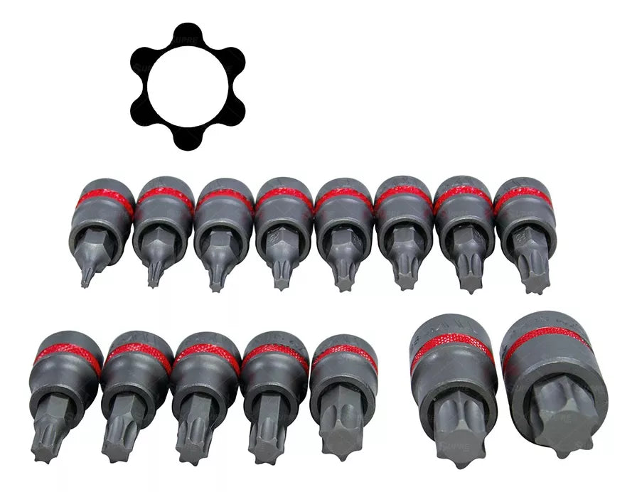 Juego de Dados con Puntas Torx Bit, Acero SE-V, T6-T70 1165-1-WW