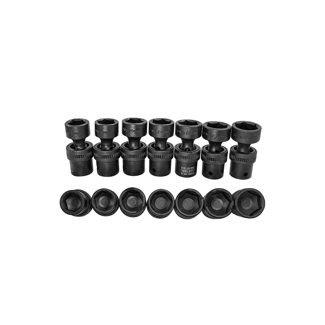 Juego de dados de impacto con nudo; 15 vasos de impacto universales con junta flexible de 1/2''dr, 10-24 mm 5151-ww