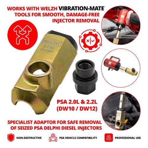 Adaptador universal para extractor neumático,inyectores diesel PSA 2.0L y 2.2L (DW10 / DW12) 5150-WW