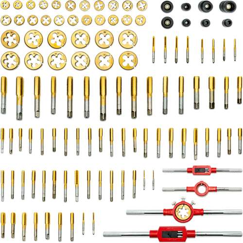 Juego de tarrajas y machuelos, métricos de titanio de 119 piezas 4888-WW